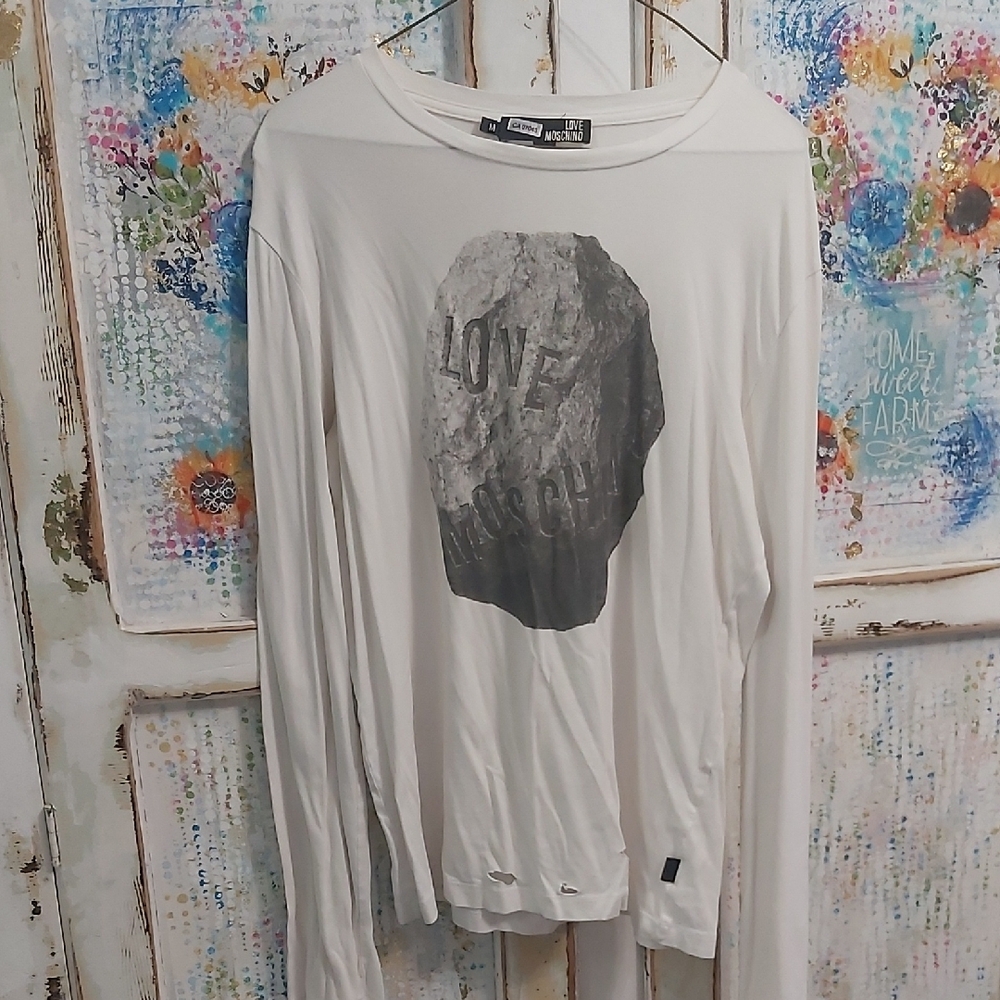 Love Moschino White Long Sleeve Graphic Tee